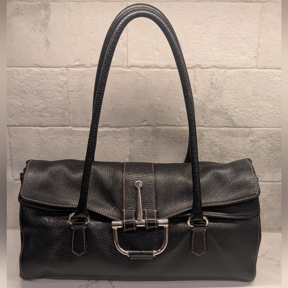 Peruzzi Leather Bag - EUC Black 13x7x6 Inches